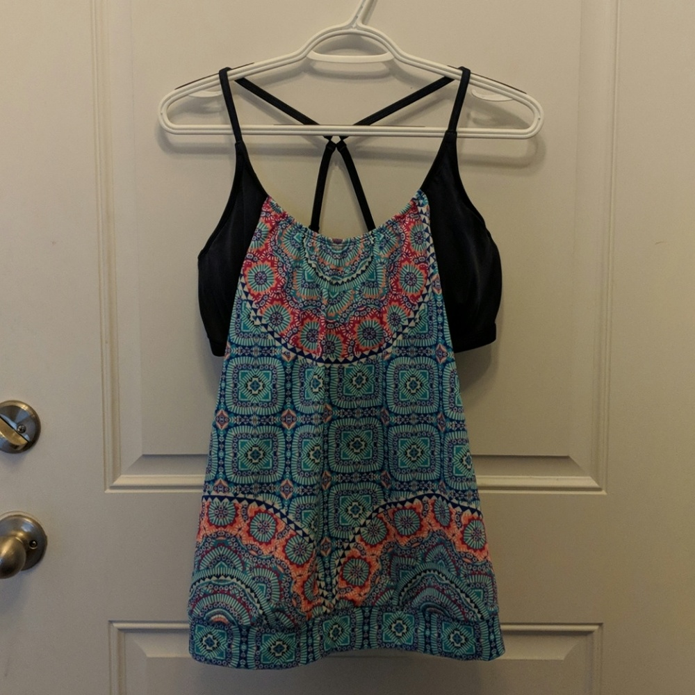 Athleta Swim Fiji Blue Wave Break Blousy Tankini
